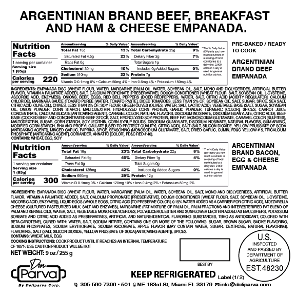 ARGENTINIAN MINI EMPANADAS MIX  Beef, Breakfast, Ham & Cheese 3 Unit - MASTER BOX  20CT