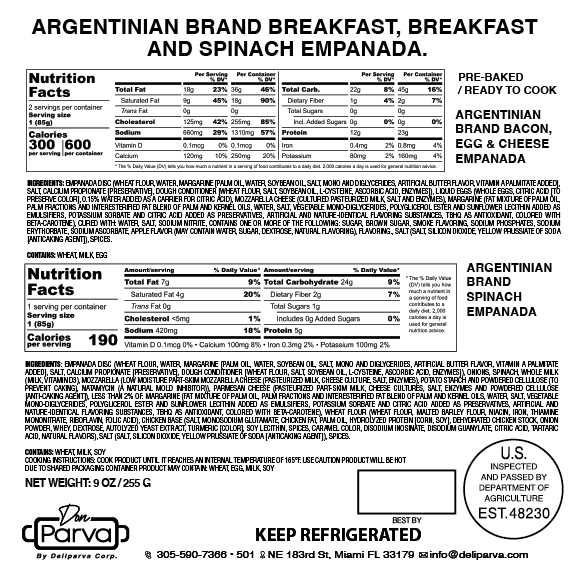 ARGENTINIAN MINI EMPANADAS MIX  Breakfast, Breakfast, Spinach x 3 Unit  - MASTER BOX  20CT