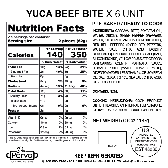 YUCA BITE BEEF  x 6 Unit - MASTER BOX 20 CT