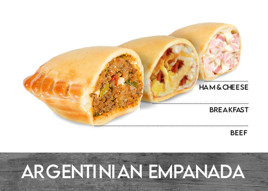 ARGENTINIAN MINI EMPANADAS MIX  Beef, Breakfast, Ham & Cheese 3 Unit - MASTER BOX  20CT